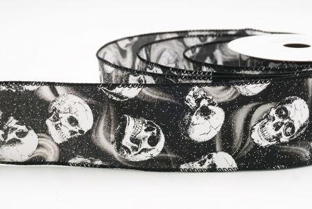 काला - सफेद कंकाल हैलोवीन वायर्ड रिबन_KF9925GC-53-53