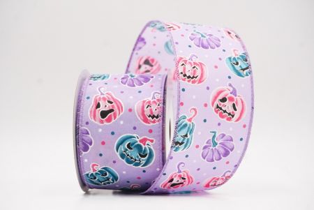 Fioletowa urocza wstążka z twarzami dyni na Halloween_KF9928GC-11-11