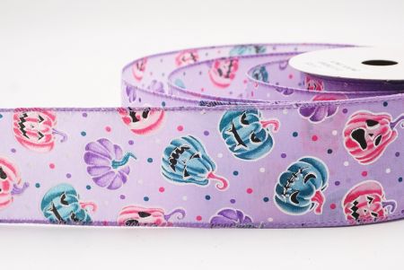 Fioletowa urocza wstążka z twarzami dyni na Halloween_KF9928GC-11-11