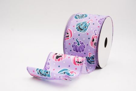 Fioletowa urocza wstążka z twarzami dyni na Halloween_KF9928GC-11-11