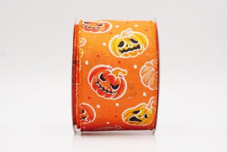 Pomarańczowa urocza twarz dyni Halloween wstążka_KF9928GC-41-41