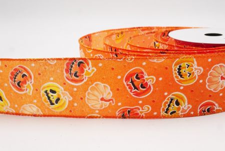 Pomarańczowa urocza twarz dyni Halloween wstążka_KF9928GC-41-41