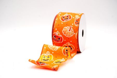 Pomarańczowa urocza twarz dyni Halloween wstążka_KF9928GC-41-41