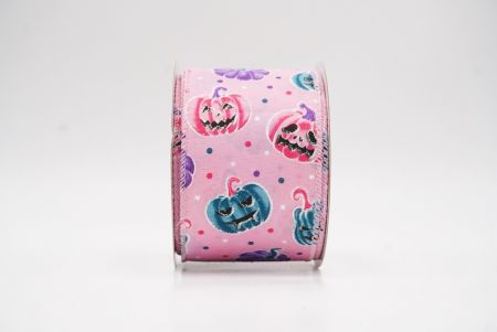 Różowa urocza wstążka z twarzami dyni na Halloween_KF9928GC-5-5