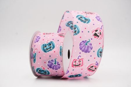 Różowa urocza wstążka z twarzami dyni na Halloween_KF9928GC-5-5