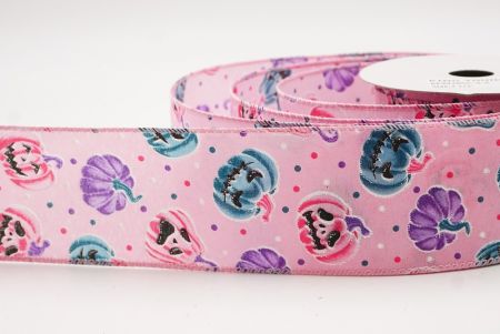 Różowa urocza wstążka z twarzami dyni na Halloween_KF9928GC-5-5