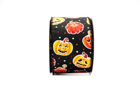 Czarna urocza twarz dyni Halloween wstążka_KF9928GC-53-53