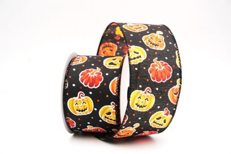 Czarna urocza twarz dyni Halloween wstążka_KF9928GC-53-53