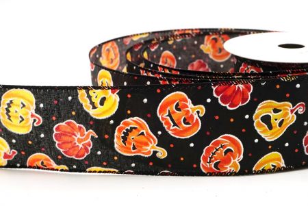 Czarna urocza twarz dyni Halloween wstążka_KF9928GC-53-53