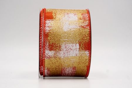 Orange_Brushstroke Plaid Wired Ribbon_KF9930G-54-220