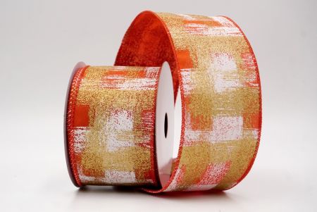 Orange_Brushstroke Plaid Wired Ribbon_KF9930G-54-220