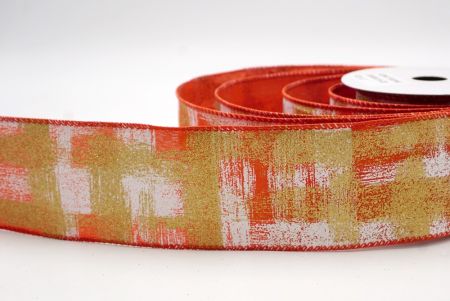 Orange_Brushstroke Plaid Wired Ribbon_KF9930G-54-220