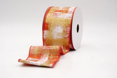 Orange_Brushstroke Plaid Wired Ribbon_KF9930G-54-220