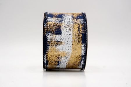 Navy Blue_Brushstroke Plaid Wired Ribbon_KF9930GC-4-4