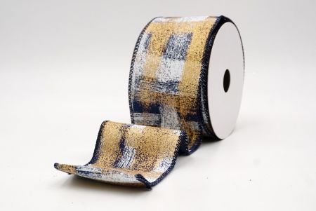 Navy Blue_Brushstroke Plaid Wired Ribbon_KF9930GC-4-4