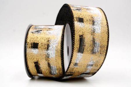 Black_Brushstroke Plaid Wired Ribbon_KF9930GC-53-53