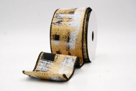 Black_Brushstroke Plaid Wired Ribbon_KF9930GC-53-53