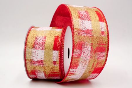 Red_Brushstroke Plaid Wired Ribbon_KF9930GC-7-7