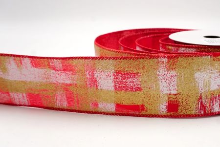 Red_Brushstroke Plaid Wired Ribbon_KF9930GC-7-7