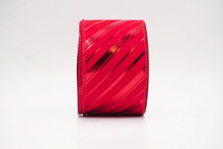 Punainen metallinen raidallinen jouluglitterin langallinen nauha_KF9932GC-7-7