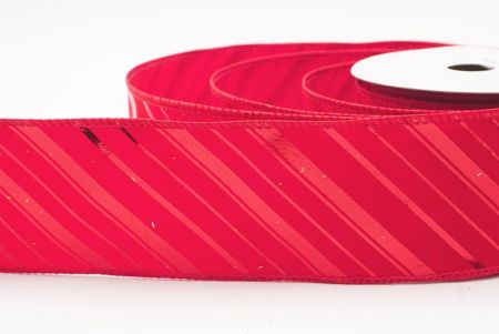 Punainen metallinen raidallinen jouluglitterin langallinen nauha_KF9932GC-7-7