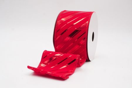 Punainen metallinen raidallinen jouluglitterin langallinen nauha_KF9932GC-7-7