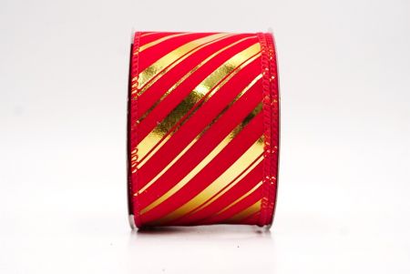 Punainen - Kulta metallinen raidallinen jouluglitterin langallinen nauha_KF9932GC-7G-7