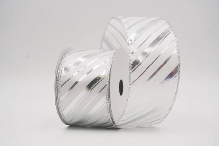 Valkoinen metallinen raidallinen jouluglitterin langallinen nauha_KF9933G-1