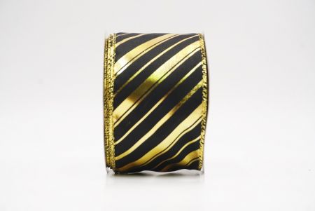 Musta - Kulta metallinen raidallinen jouluglitterin langallinen nauha_KF9933G-53