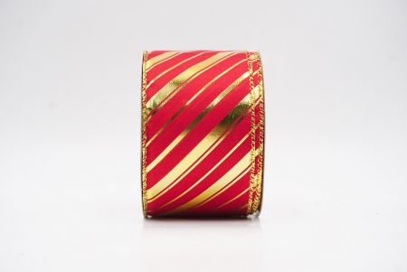 Punainen - Kulta metallinen raidallinen jouluglitterin langallinen nauha_KF9933G-7G