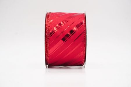 Punainen metallinen raidallinen jouluglitterin langallinen nauha_KF9933GR-7