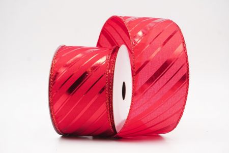 Punainen metallinen raidallinen jouluglitterin langallinen nauha_KF9933GR-7