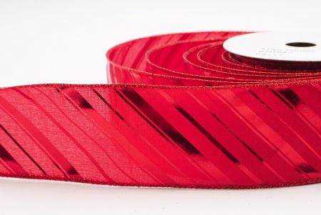 Punainen metallinen raidallinen jouluglitterin langallinen nauha_KF9933GR-7
