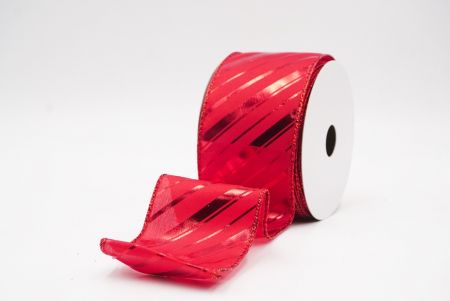 Punainen metallinen raidallinen jouluglitterin langallinen nauha_KF9933GR-7