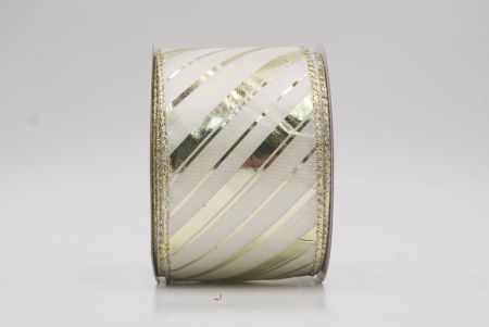 Kermanvärinen - Kulta metallinen raidallinen jouluglitterin langallinen nauha_KF9933GV-2