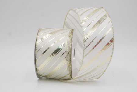 Kermanvärinen - Kulta metallinen raidallinen jouluglitterin langallinen nauha_KF9933GV-2