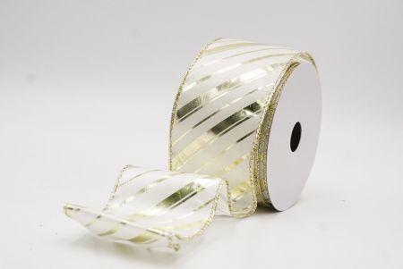 Kermanvärinen - Kulta metallinen raidallinen jouluglitterin langallinen nauha_KF9933GV-2