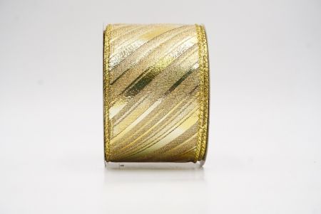 Kermainen - keltainen metallinen raidallinen jouluglitterin langallinen nauha_KF9934G-2