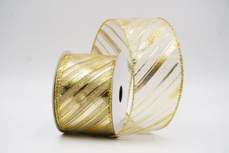 Kermainen - keltainen metallinen raidallinen jouluglitterin langallinen nauha_KF9934G-2