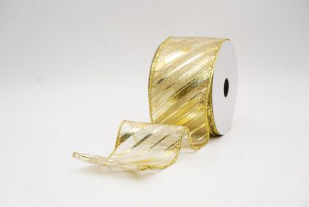 Kermainen - keltainen metallinen raidallinen jouluglitterin langallinen nauha_KF9934G-2