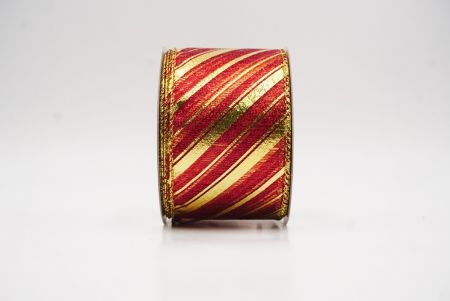 Punainen - keltainen metallinen raidallinen jouluglitterin langallinen nauha_KF9934G-7G