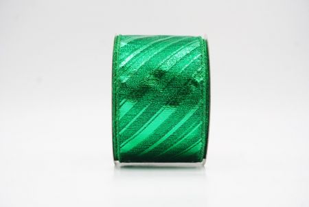 Vihreä metallinen raidallinen jouluglitterin langallinen nauha_KF9934GC-3-49