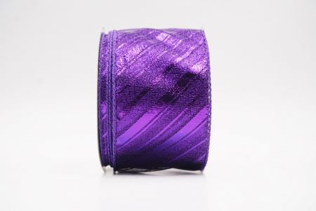 Violetti metallinen raidallinen jouluglitterin langallinen nauha_KF9934GC-34-34