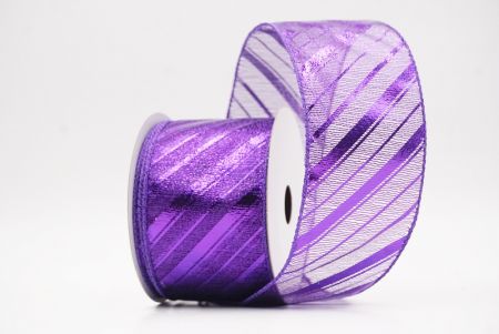 Violetti metallinen raidallinen jouluglitterin langallinen nauha_KF9934GC-34-34