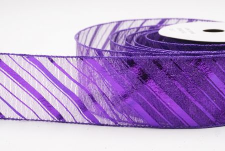 Violetti metallinen raidallinen jouluglitterin langallinen nauha_KF9934GC-34-34