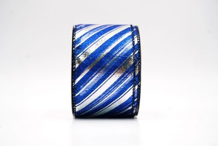 Sininen metallinen raidallinen jouluglitterin langallinen nauha_KF9934GC-4-4