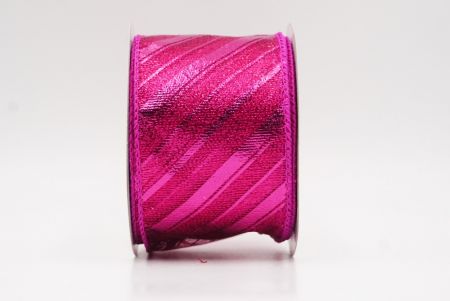 Kuuma vaaleanpunainen metallinen raidallinen jouluglitterin langallinen nauha_KF9934GC-40-40