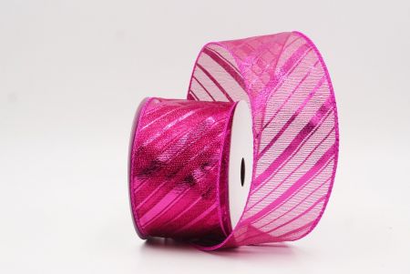 Kuuma vaaleanpunainen metallinen raidallinen jouluglitterin langallinen nauha_KF9934GC-40-40