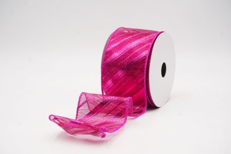 Kuuma vaaleanpunainen metallinen raidallinen jouluglitterin langallinen nauha_KF9934GC-40-40