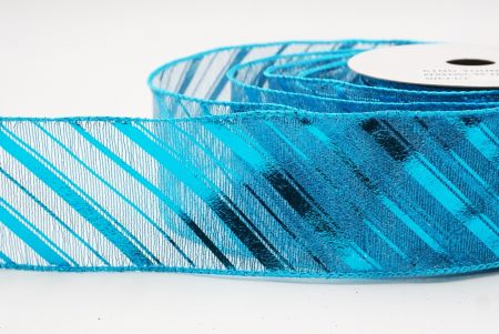 Vaaleansininen metallinen raidallinen jouluglitterin langallinen nauha_KF9934GC-55-213